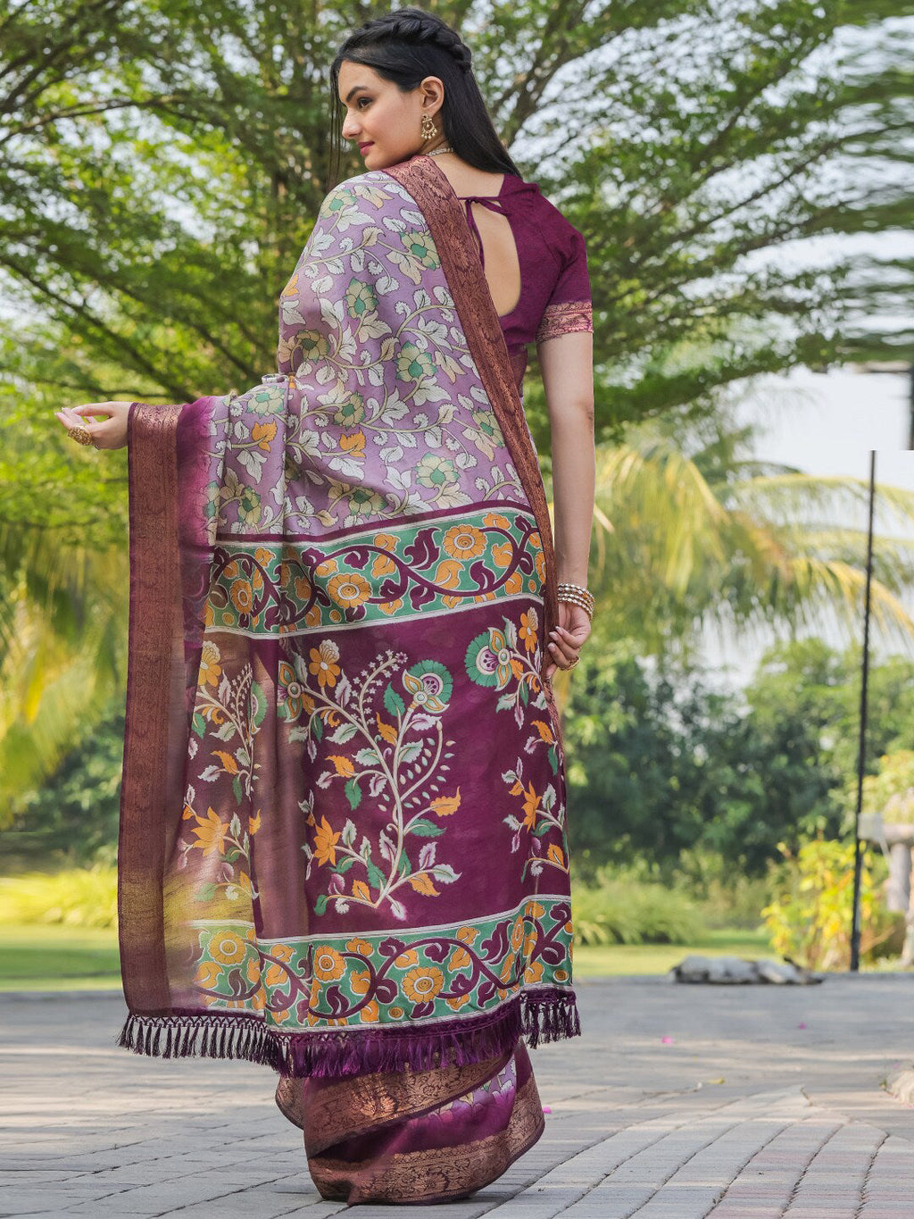 Tikhi Imli Floral Printed Zari Ready to Wear Saree