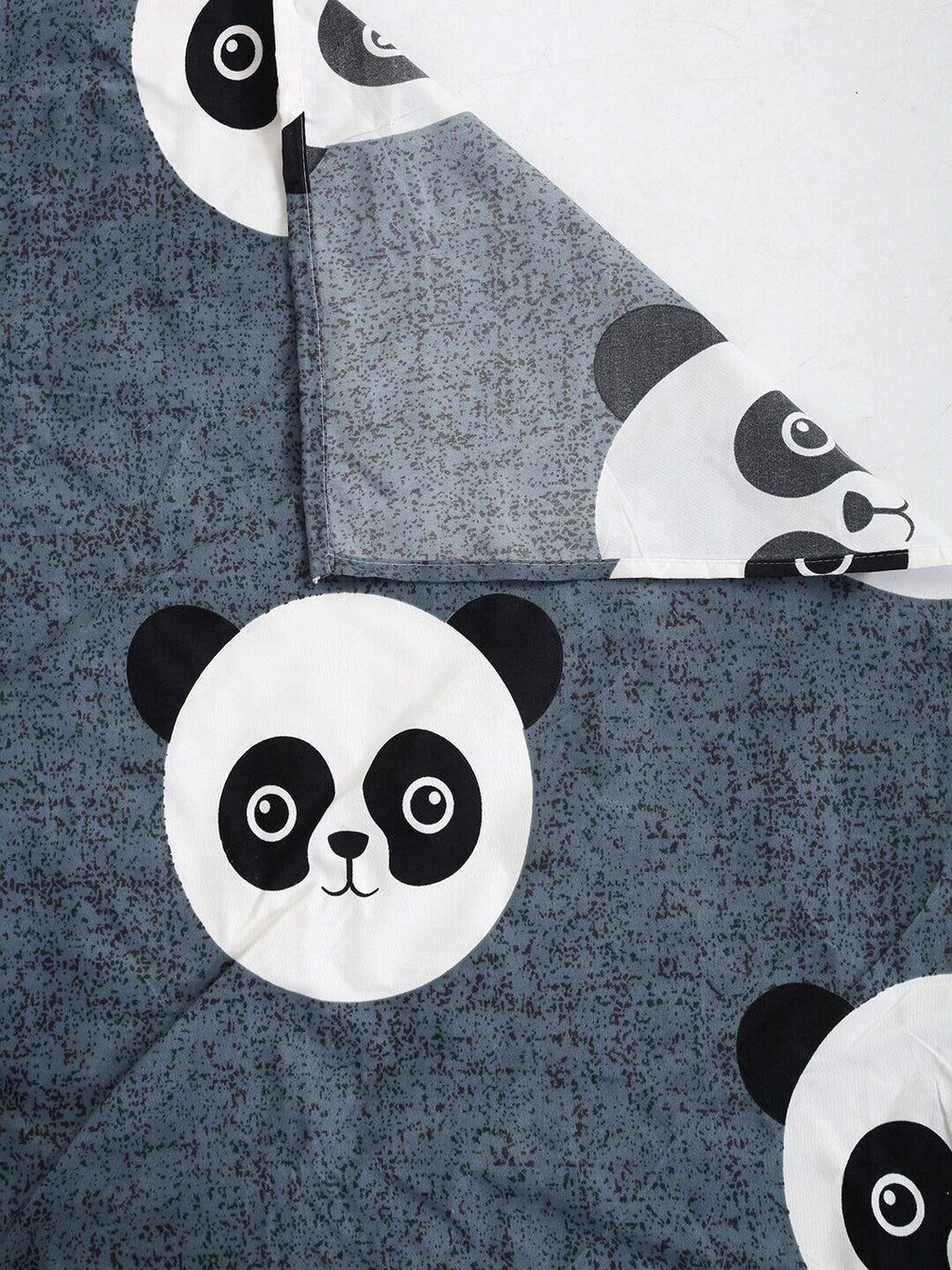 Home Sizzler Grey & White Panda 210 TC Bedsheet with Pillow Cover