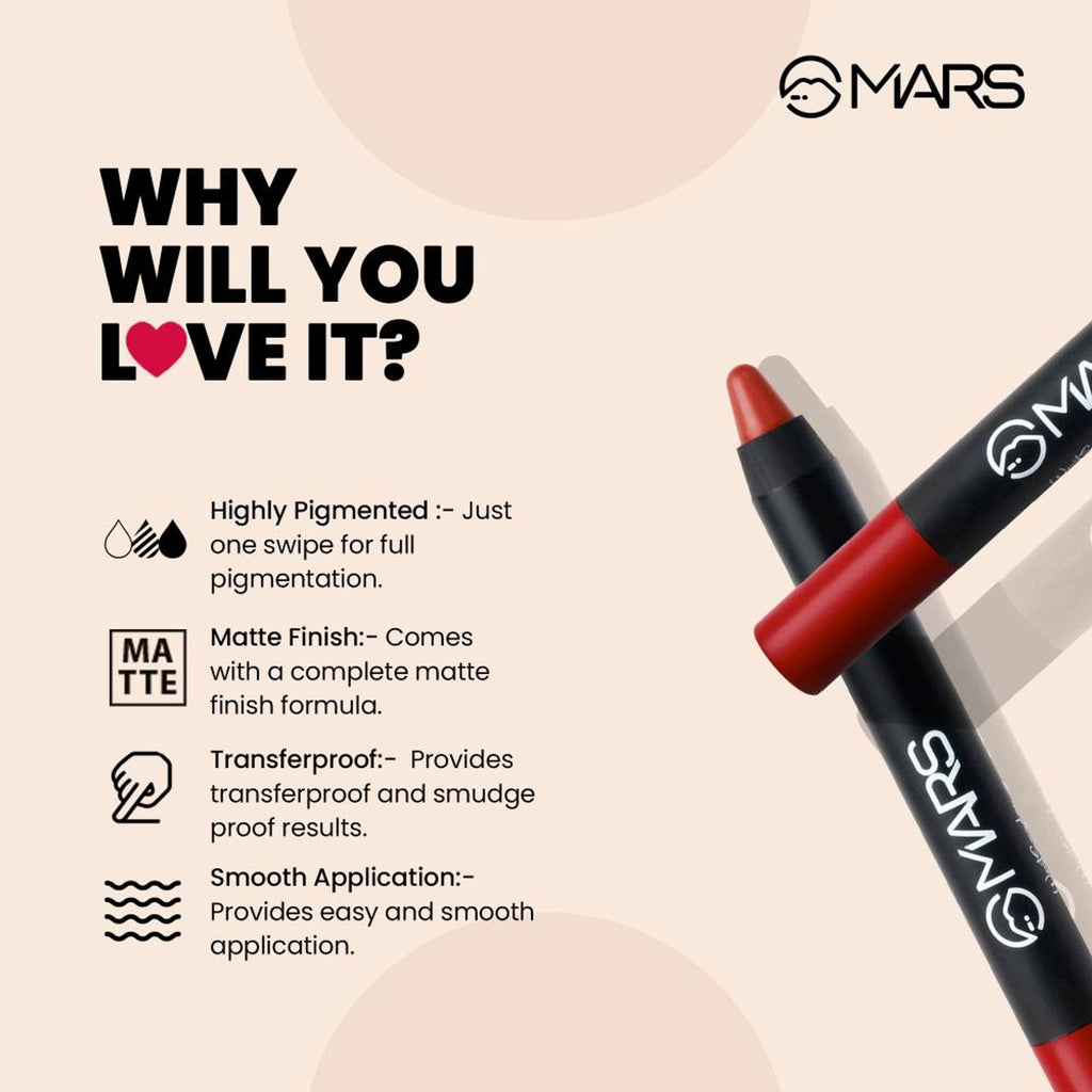 MARS Cosmetics Won't Smudge Won't Budge Lip Crayon - Lets Do It