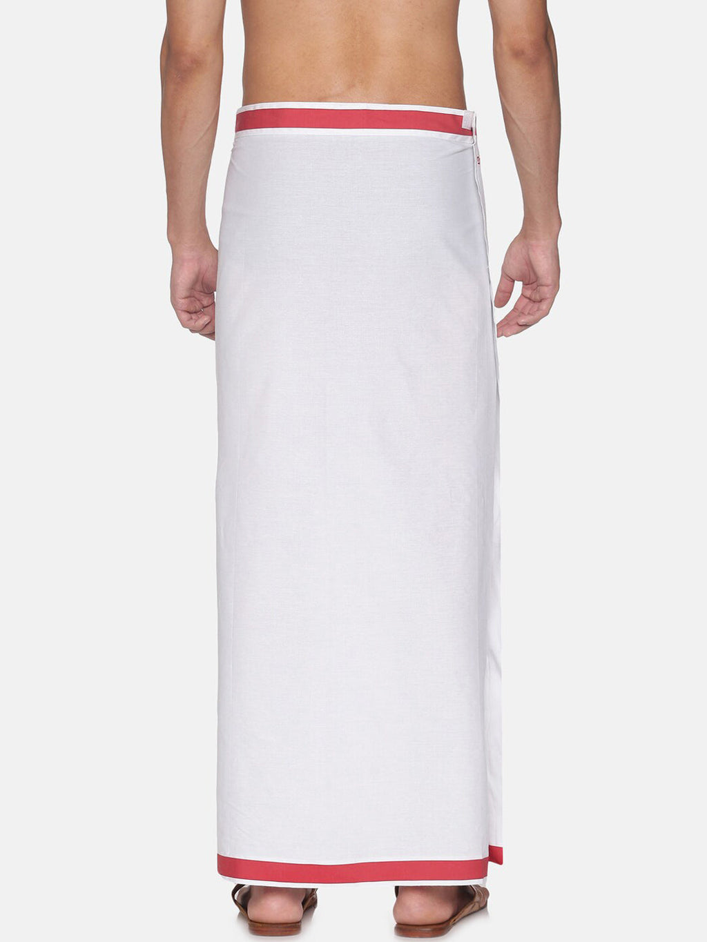 Sethukrishna Men White Solid Cotton Readymade Dhoti