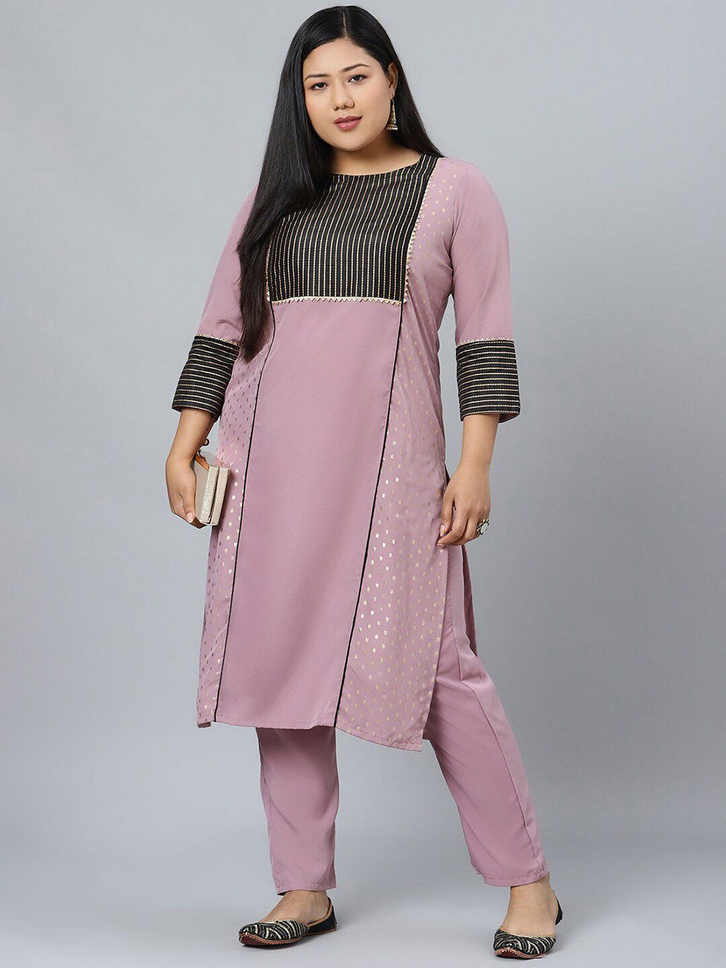 Sztori Plus Size Ethnic Motifs Printed Regular Kurta with Trousers
