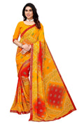 Vamika Ethnic Fire Yellow Printed With Lace Saree