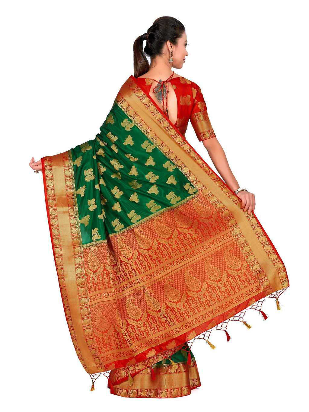 Mimosa Women's Green Kanchipuram Silk Saree