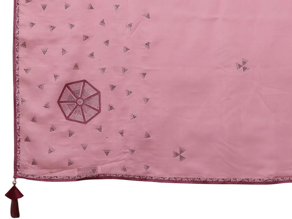 Pink Zari Organza Stone Work All Over Saree - Norita Saumya