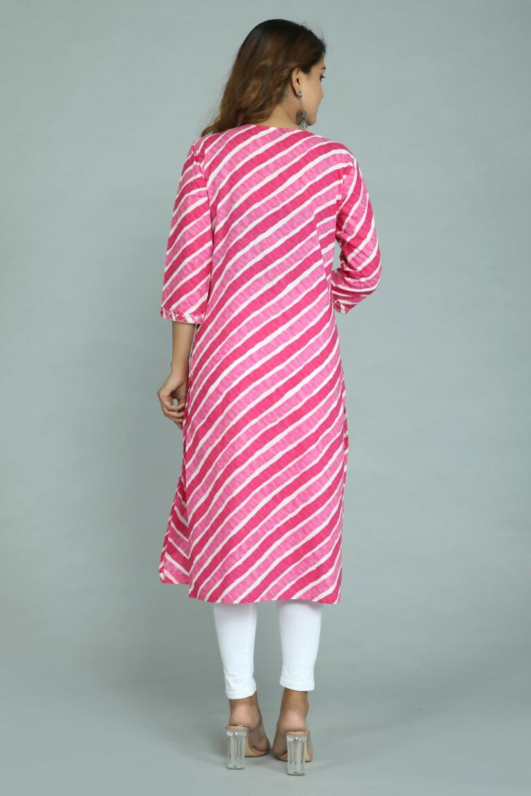 Alvano Women's Stylish Cotton Blend Laheriya Kurti
