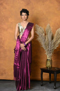 Very Much Indian Fusion Cotton Tissue Shimmer Saree - Maroon