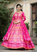 Wedding Designer Pink Soft Dola Silk Anarkali suit with Dupatta - Samanta