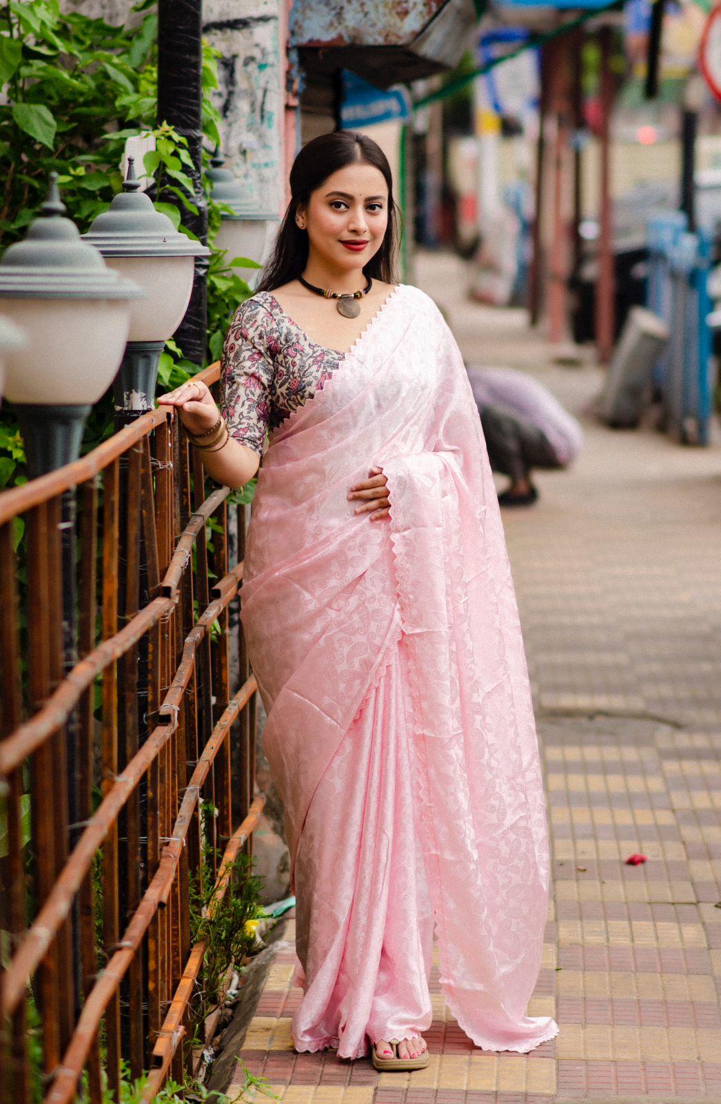 Pink Poly Silk Ethnic Motifs Saree with Unstitched Blouse - Hiral Fashion