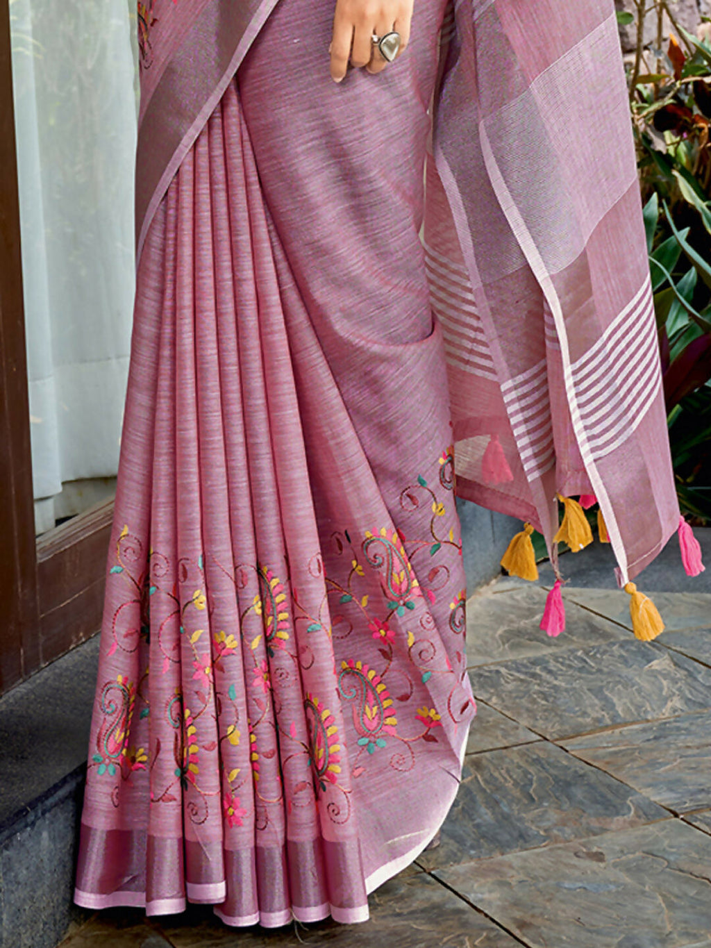 Shree Shyam Fashion Linen Purple Saree