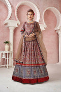 Everywhere Designer Maroon Dola Silk Gown With Dupatta - Anbazaar