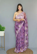 Vamsee Man Mohini Purple Organza Saree
