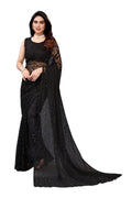 Vamika Ethnic Fire Black Pearls Net Saree