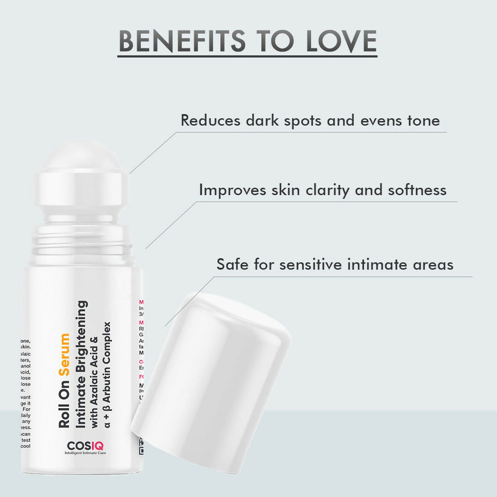 Cos-IQ Intimate Brightening Roll-On Serum, With Azelaic Acid & Alpha + Beta Arbutin Complex