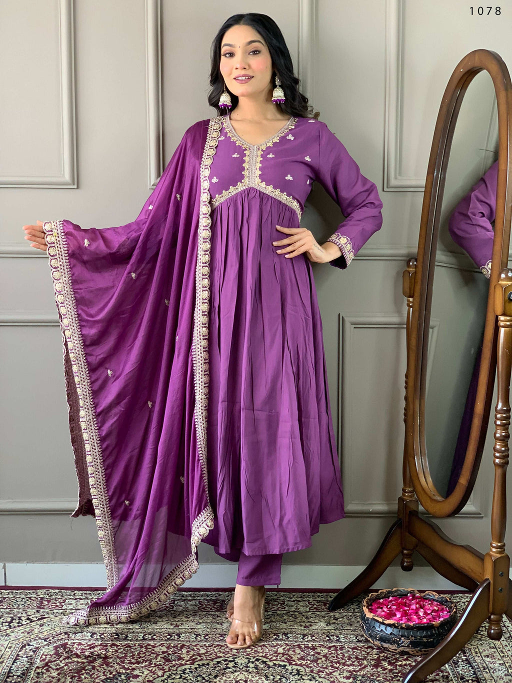 Partywear Designer BSY Viscose Purple Stitched Suit With Dupatta - Tanisha