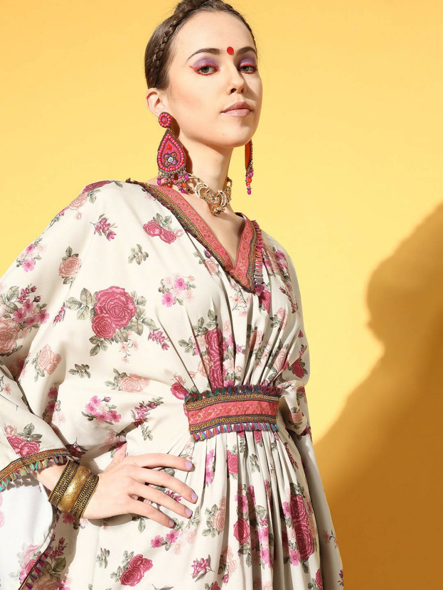 Ahalyaa Women Beige Colour Crepe Digital Printed Kurta Palazzo Set