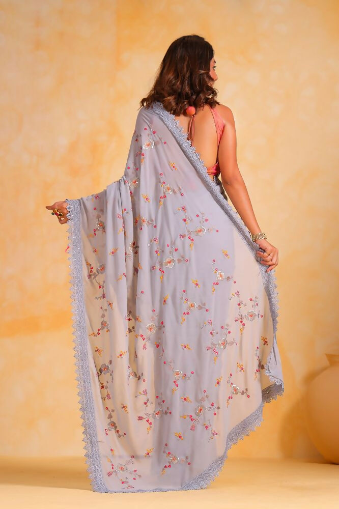 Vamsee Riva Grey Georgette Saree