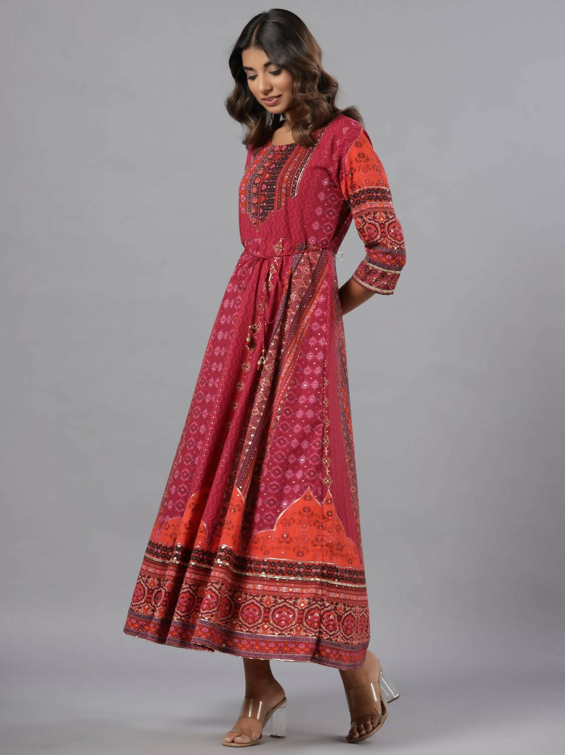 Juniper Women Plum Silk Printed Maxi Dress