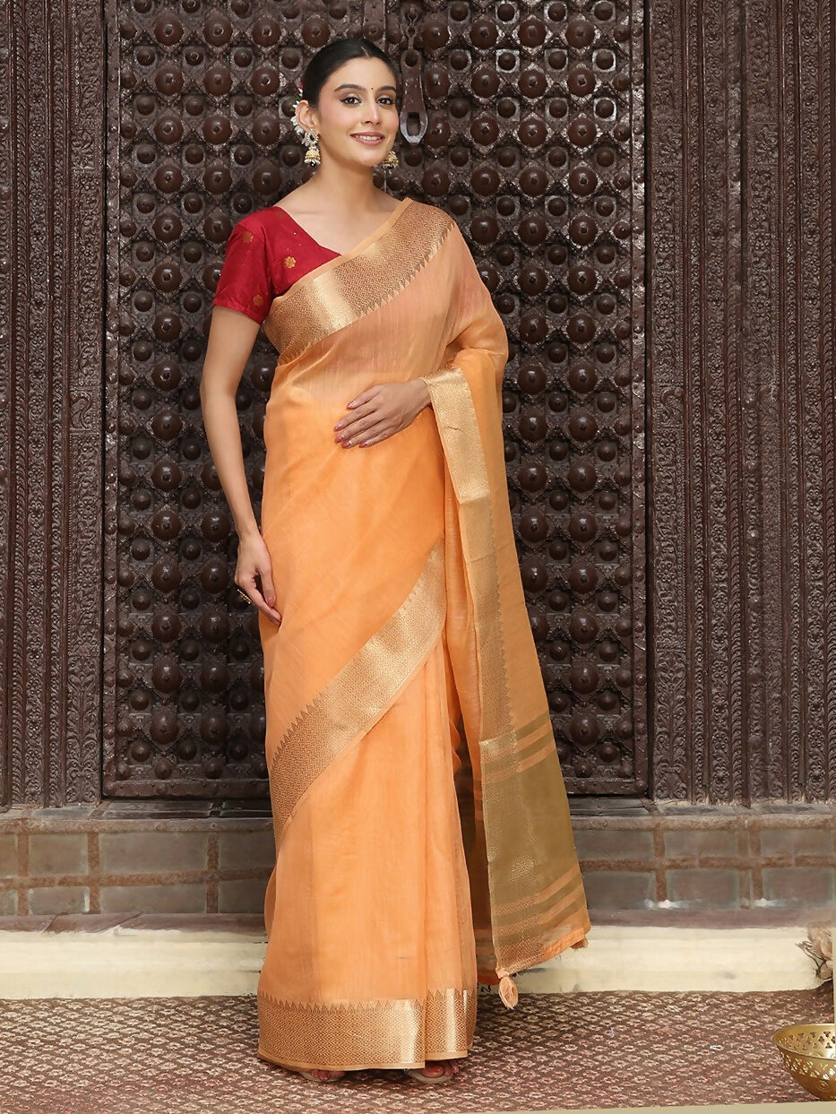 Shree Shyam Fashion Orange Cotton Saree