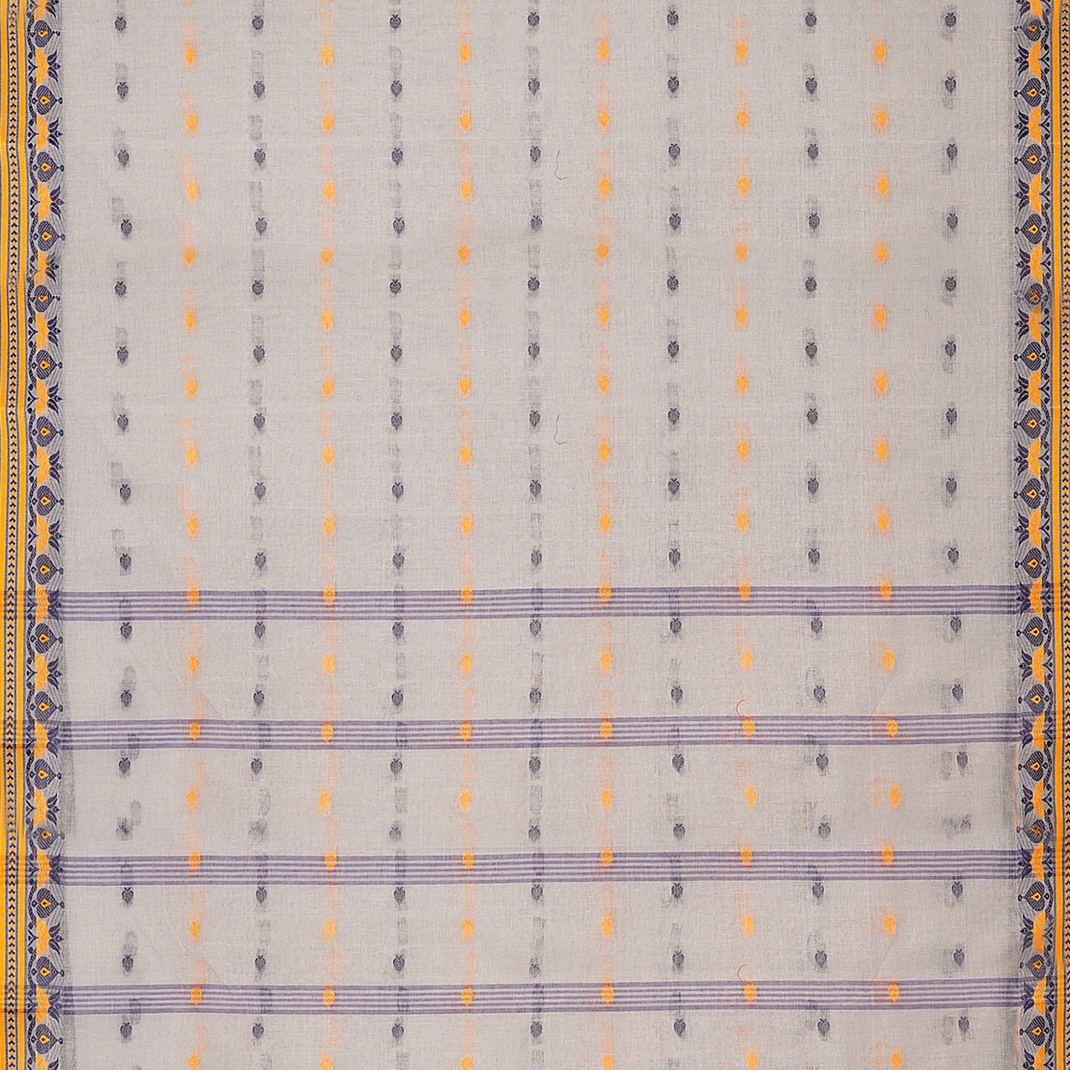Exclusive Collection 100% Pure Cotton Light Grey Tant Saree With Hand Weaving Work