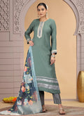 Chhap Tissue Green Colour Chiffon Hand Work Salwar Suit