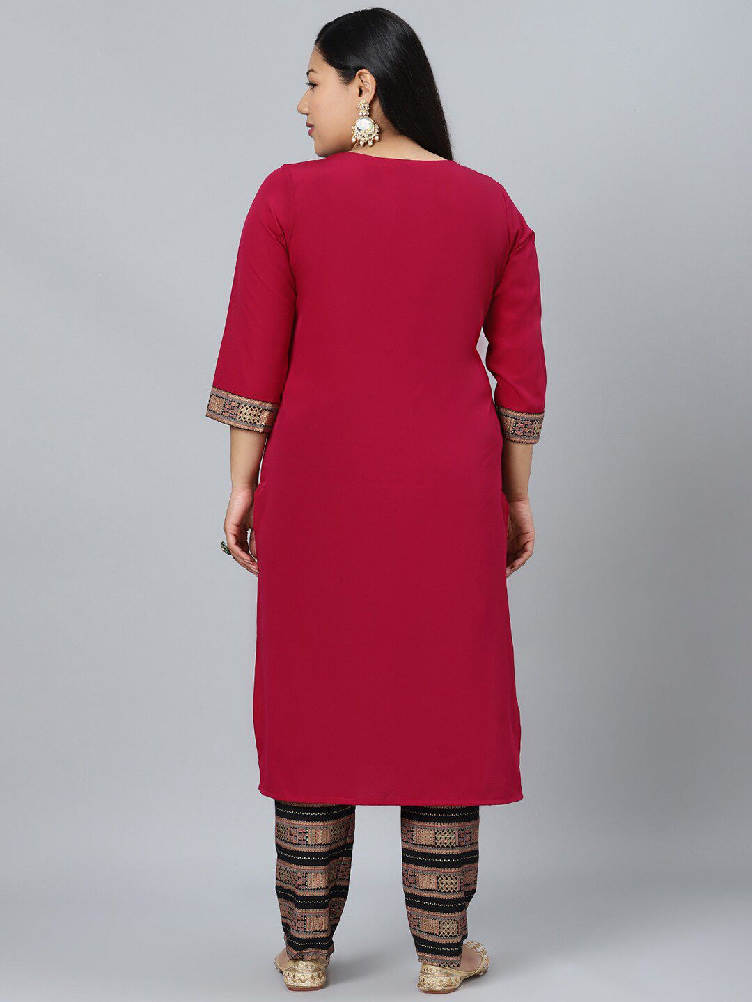Sztori Printed Notch Neck Regular Kurta with Trousers