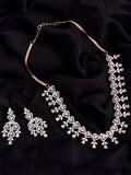 Saraf RS Jewellery Rose Gold-Polished White & Sea Green AD-Studded Handcrafted Jewellery Set