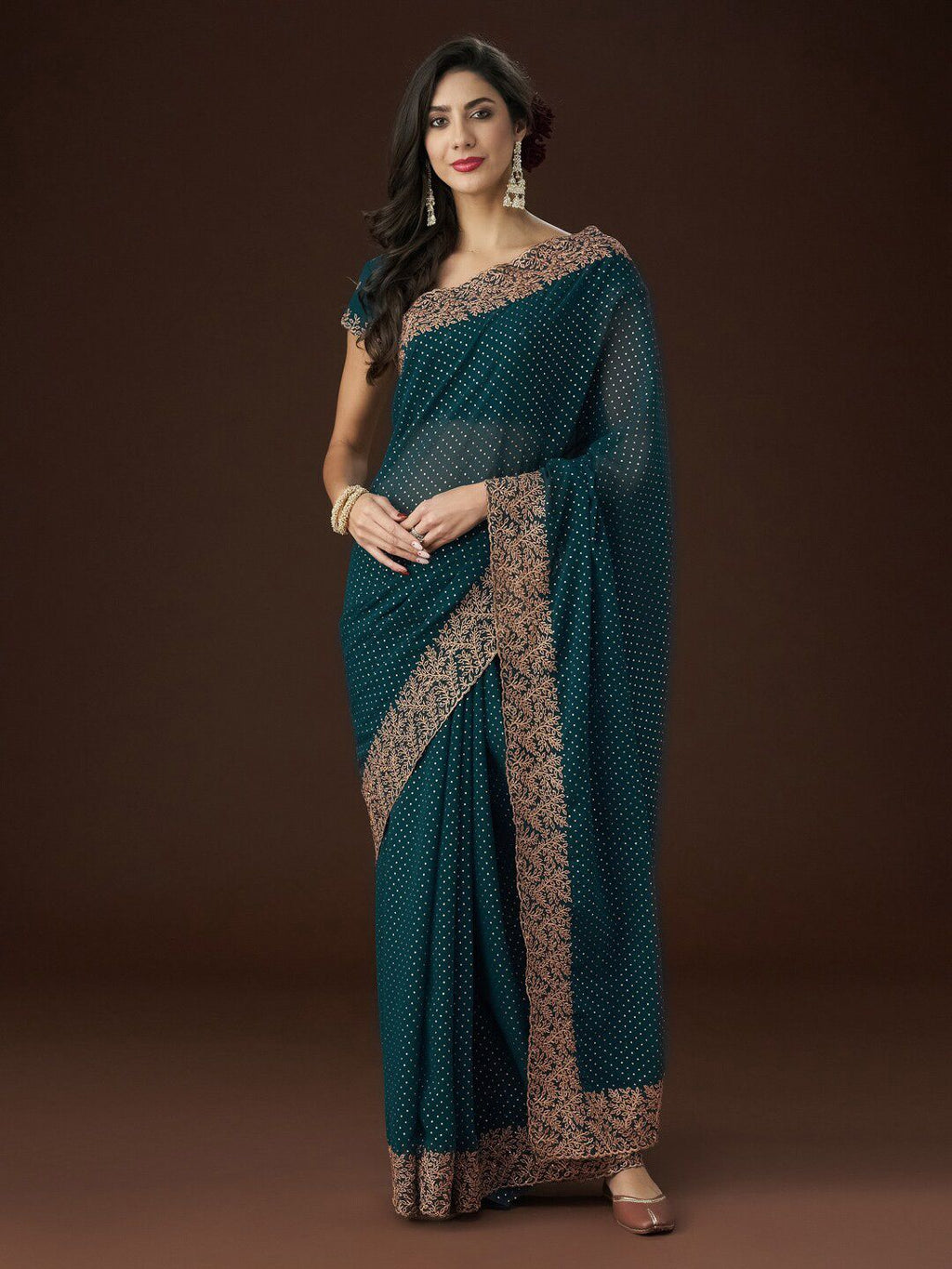 kasee Floral Embroidered Embellished Saree