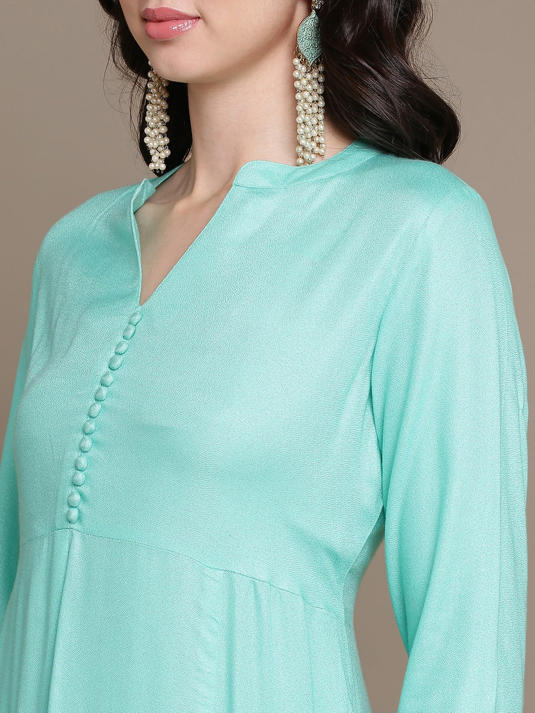 HERE&NOW Ethnic Motifs Printed Anarkali Kurta with Palazzos & Dupatta
