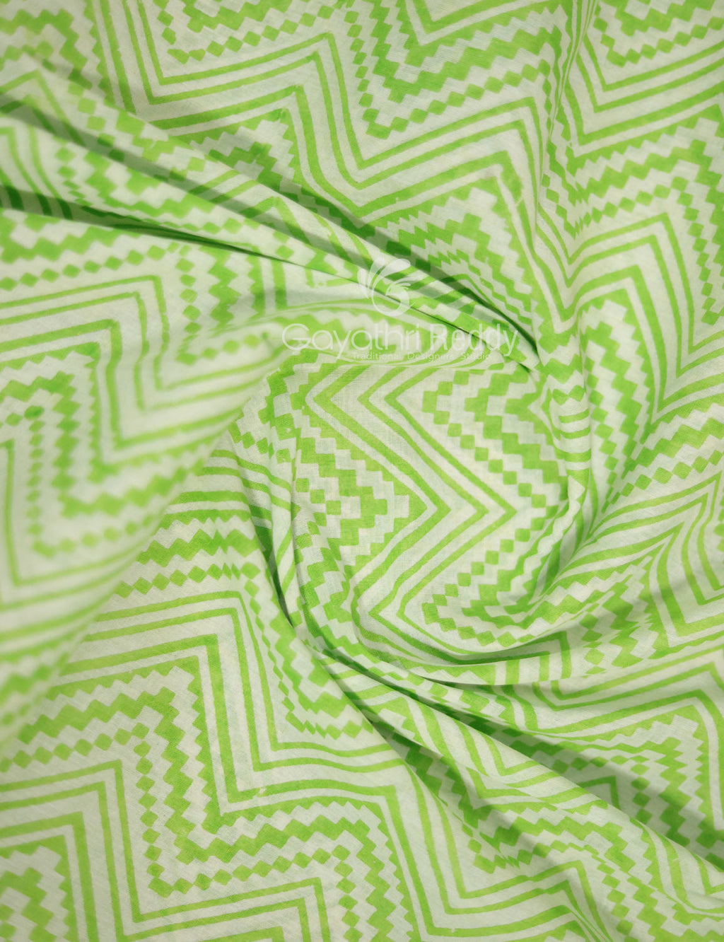 Light Green Colour Combo With Waves Print Pure Mulmul Cotton Saree By Gayathri Reddy Designer Studio