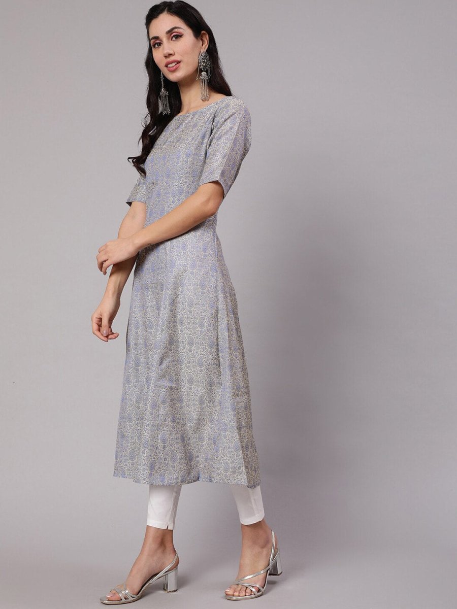 Aks Ethnic Motif Woven Design Jacquard A-Line Kurta