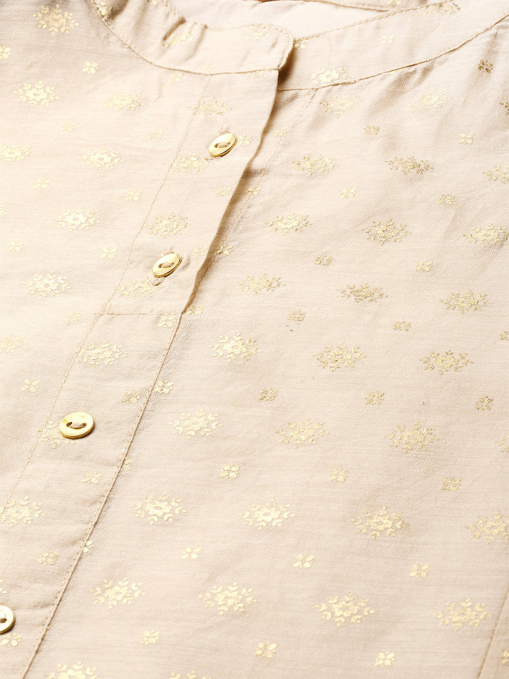 Juniper Womens Beige Chanderi Foil Print Kurta