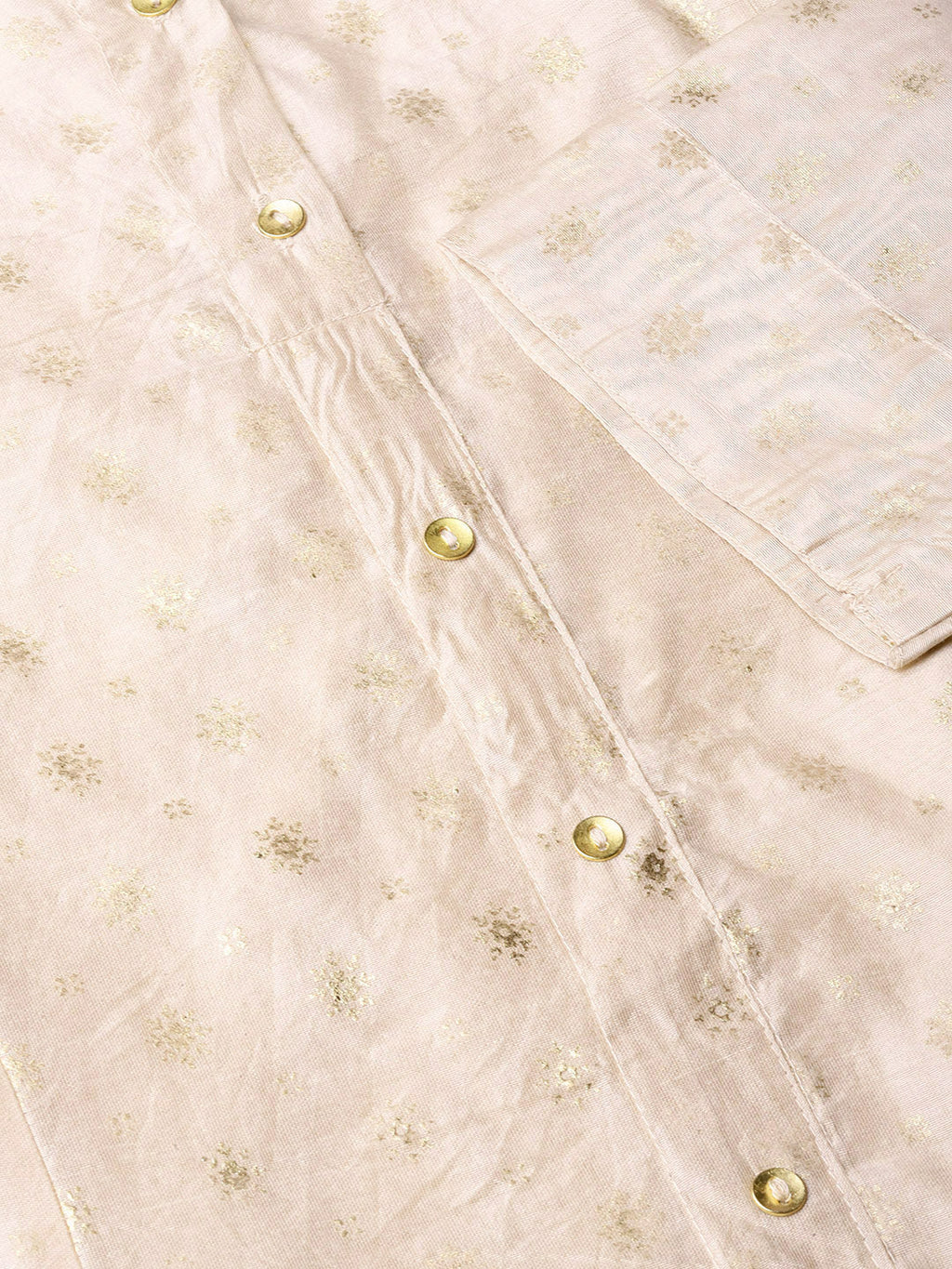 Juniper Womens Beige Chanderi Foil Print Kurta