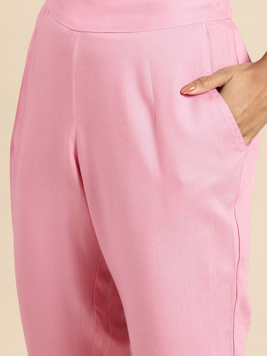 All About You Women Pink Ethnic Motifs Printed Pure Cotton Kurta with Trousers & Dupatta