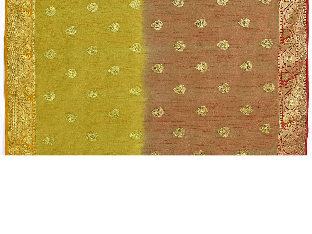 Vardha Women's Yellow Woven Raw Silk Saree