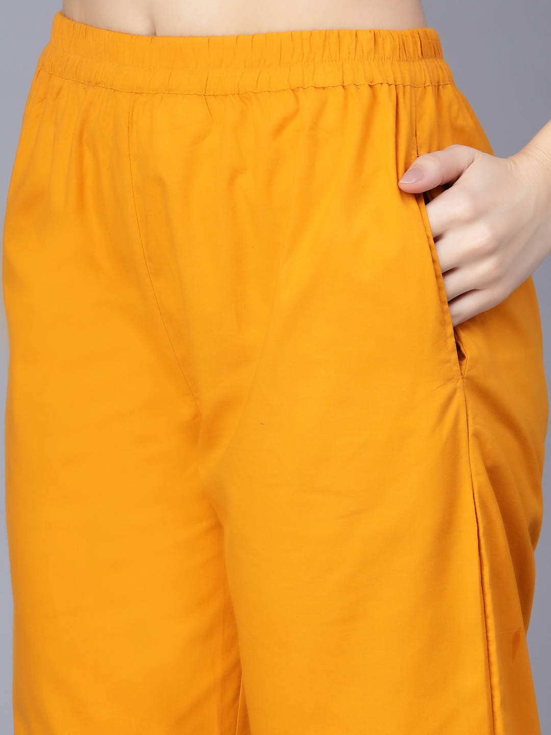 Myshka Women Mustard Yellow Pure Cotton Kurta with Trousers With Dupatta