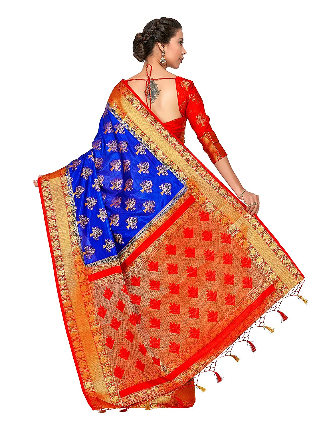 Mimosa Women's Kanchipuram Art Silk Saree With Un-Stitched Blouse