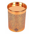 Copper Glass Tumbler with Lid Embossed Design