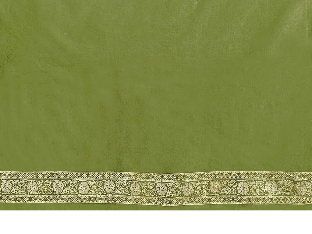Vardha Women's Olive Green Banarasi Art Silk Saree