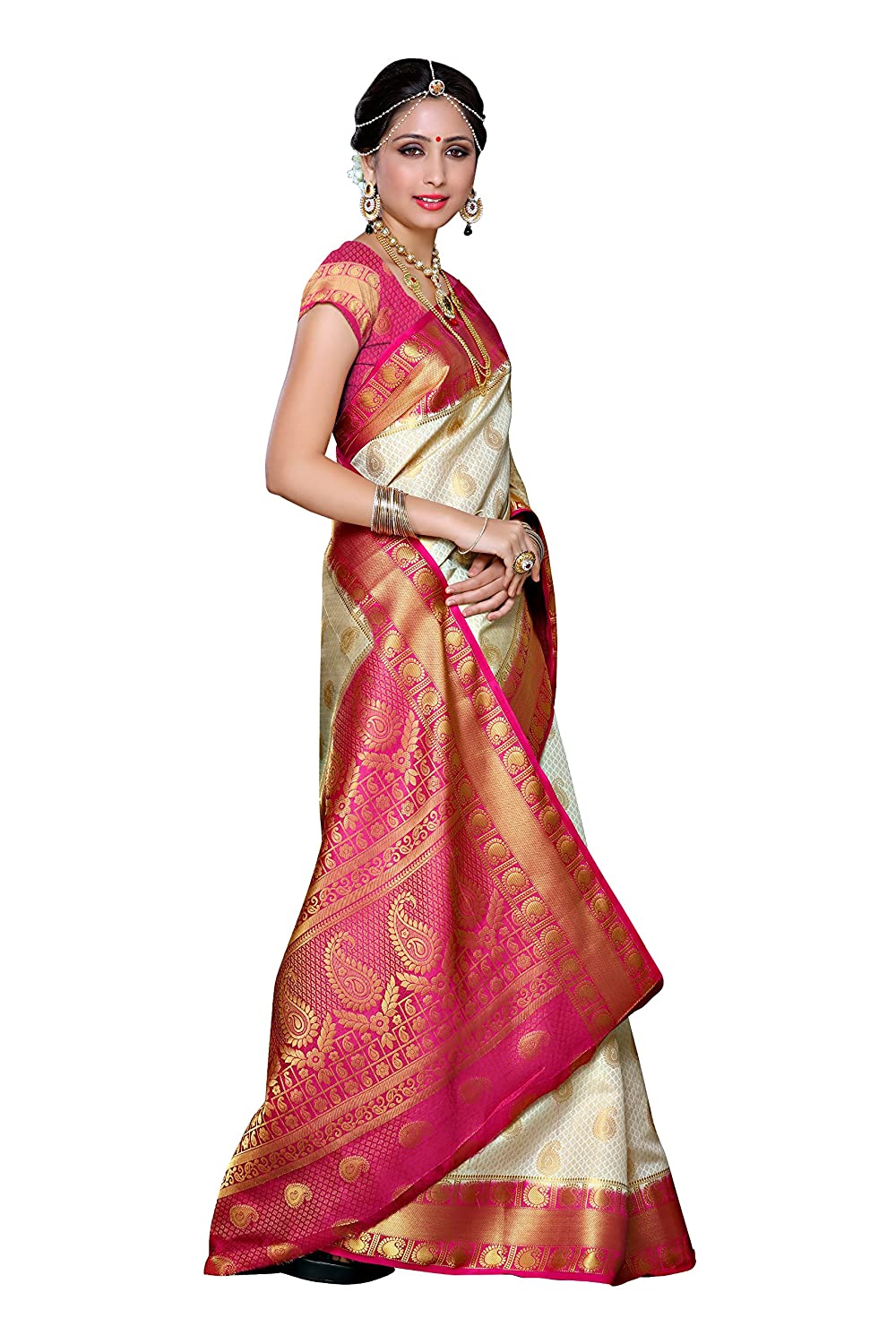 Mimosa Women's Kanchipuram Art Silk Saree With Unstitched Blouse Piece