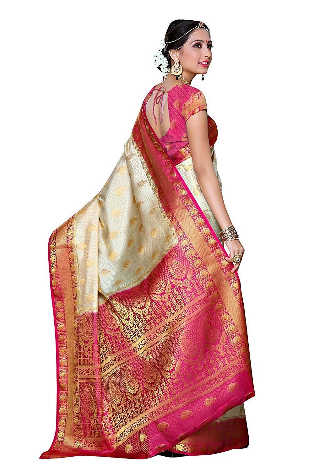 Mimosa Women's Kanchipuram Art Silk Saree With Unstitched Blouse Piece