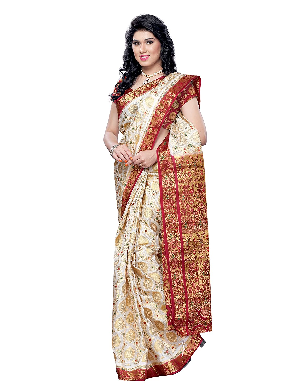 Mimosa Women's Kanchipuram Art Silk Saree With Blouse Piece