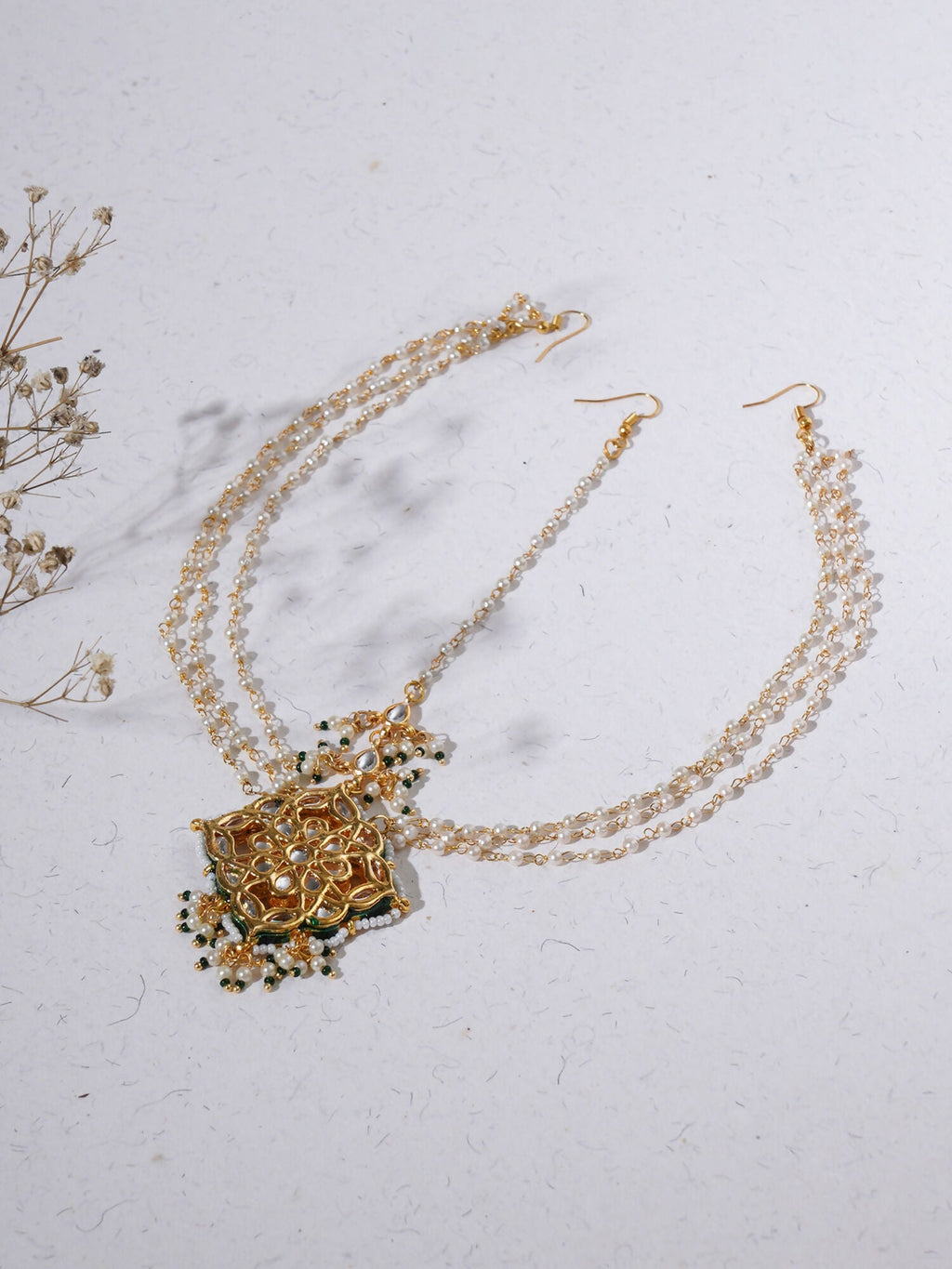 Layered Pearl Matha Patti (Gold) - Ruby Raang