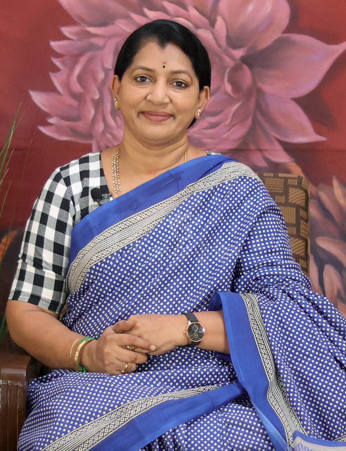 Blue Colored Block Print Cotton Saree By Gayathri Reddy Designer Studio