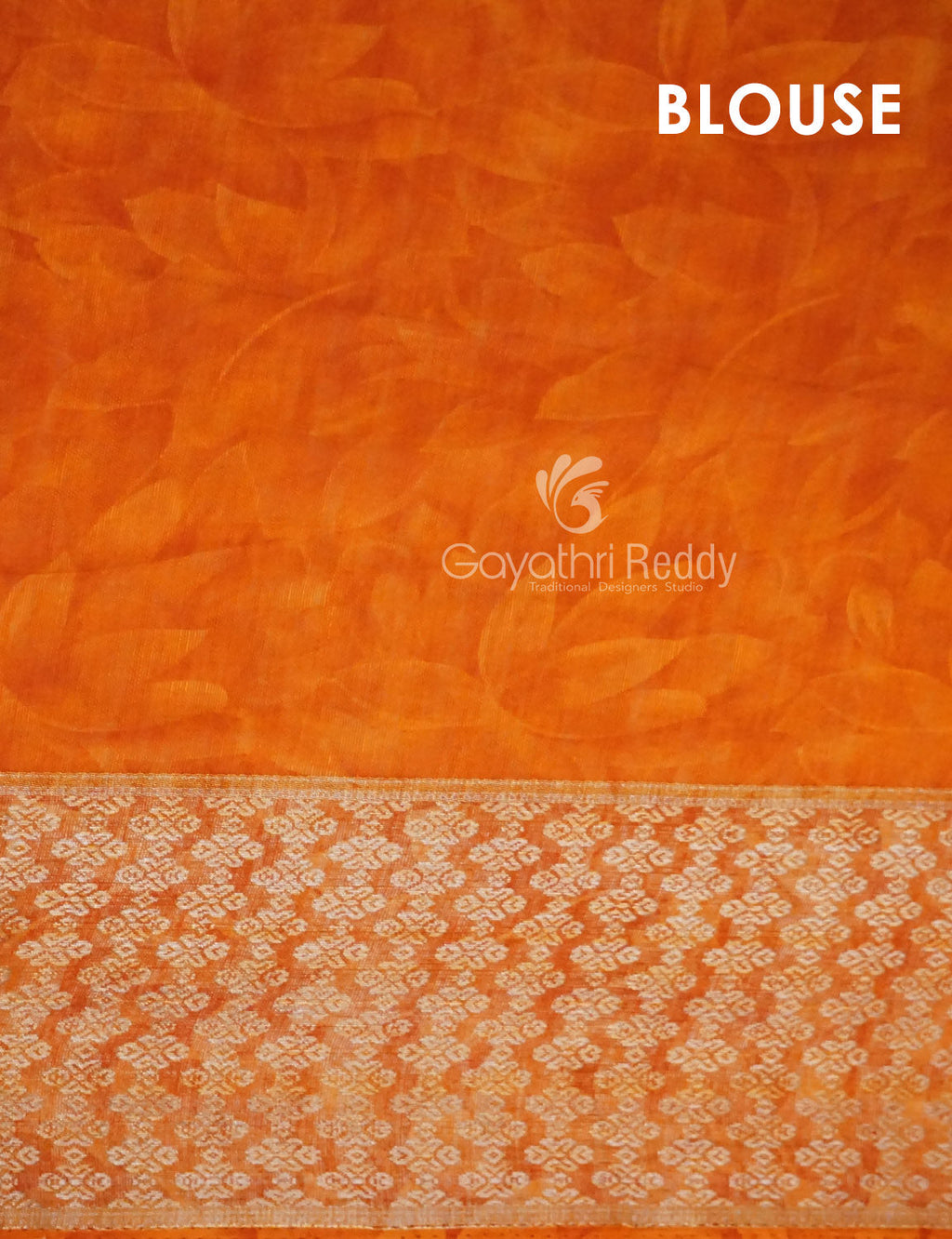 Shades of Sky Blue With Orange Blouse Floral Design Semi Chanderi Saree By Gayathri Reddy Designer Studio