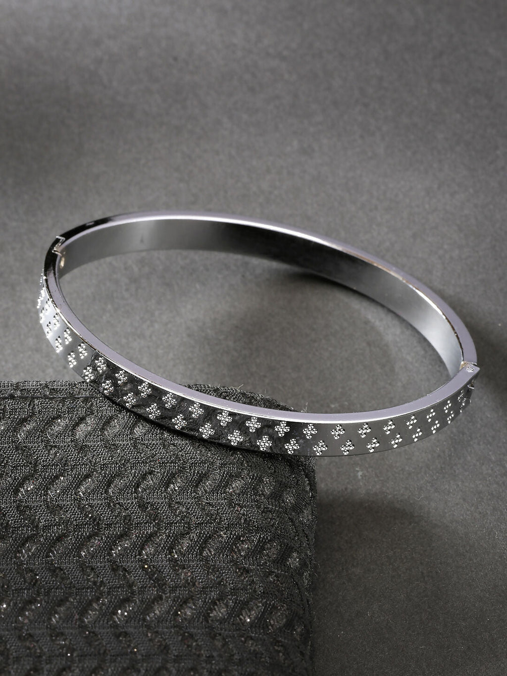 NVR Men's Set of 2 Rhodium-Plated Stainless Steel Kada Bracelet