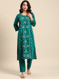 All About You Ethnic Motifs Embroidered Panelled Thread Work Chanderi Silk Kurta Set