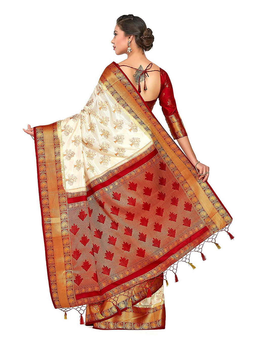Mimosa Women's Kanchipuram Silk Saree With Blouse Piece
