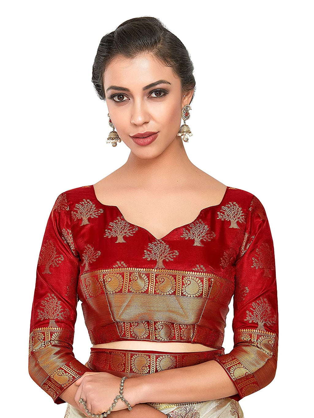 Mimosa Women's Kanchipuram Silk Saree With Blouse Piece