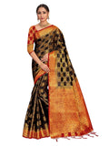 Vardha Women's Black Woven Art Silk Saree With Blouse Piece