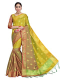 Vardha Women's Yellow Woven Raw Silk Saree